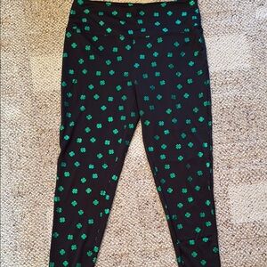 Tipsy Elves Black and Green Clover Leggings
